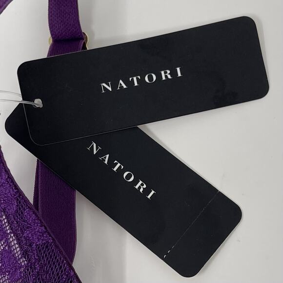 Natori Convertible Bra 34DDD Plum Lace Cherry Blossom Plunge Underwire MSRP $76 - Picture 13 of 14